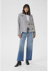 Kaffe Kaffe - Julia Cropped Double Breasted Coat (Light Grey Melange)