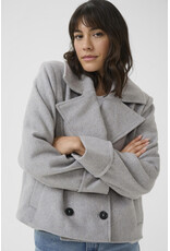 Kaffe Kaffe - Julia Cropped Double Breasted Coat (Light Grey Melange)