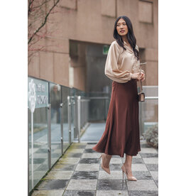 Papillon Papillon - Balloon Sleeve Satin Button Up (Champagne)