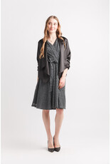 Papillon Papillon - Satin Blazer with Ruched Sleeves (Black)