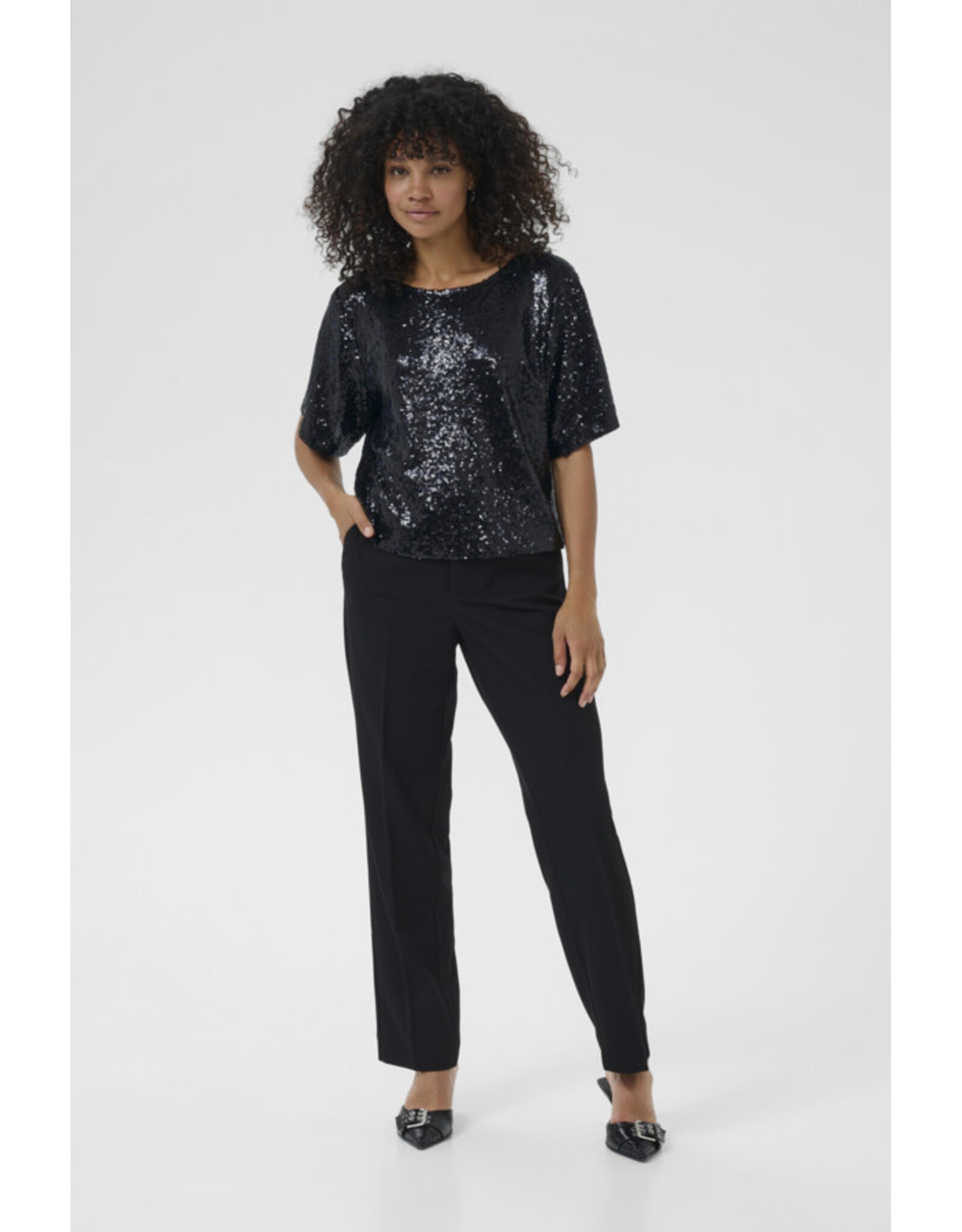 Kaffe Kaffe - Miranda Short Sleeve Sequin Top (Black)