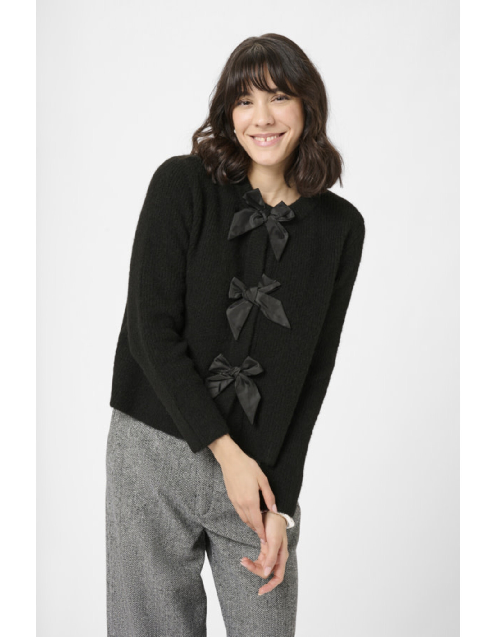 Kaffe Kaffe - May Bow Front Cardigan (Black)