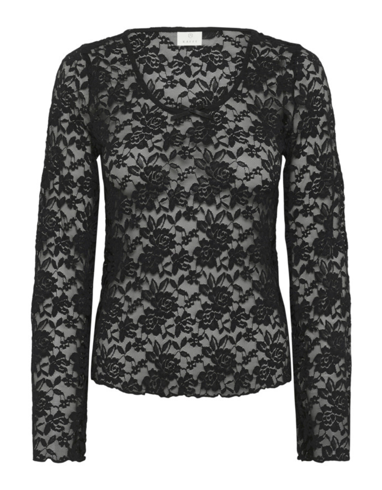 Kaffe Kaffe - Merlan Long Sleeve Floral Lace Top (Black Deep)