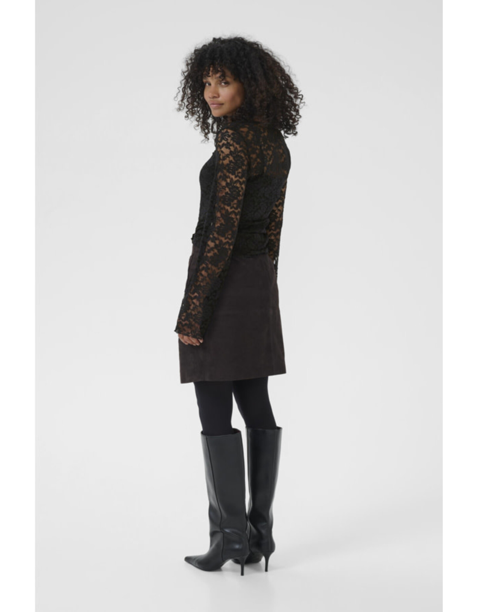 Kaffe Kaffe - Merlan Long Sleeve Floral Lace Top (Black Deep)