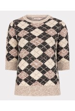 EsQualo Esqualo - Short Sleeve Argyle Sweater (Brown / Blk / Cream 995)