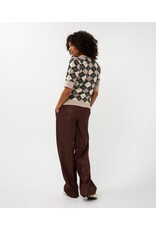 EsQualo Esqualo - Short Sleeve Argyle Sweater (Brown / Blk / Cream 995)