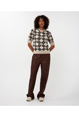 EsQualo Esqualo - Short Sleeve Argyle Sweater (Brown / Blk / Cream 995)
