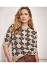 EsQualo Esqualo - Short Sleeve Argyle Sweater (Brown / Blk / Cream 995)