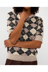 EsQualo Esqualo - Short Sleeve Argyle Sweater (Brown / Blk / Cream 995)