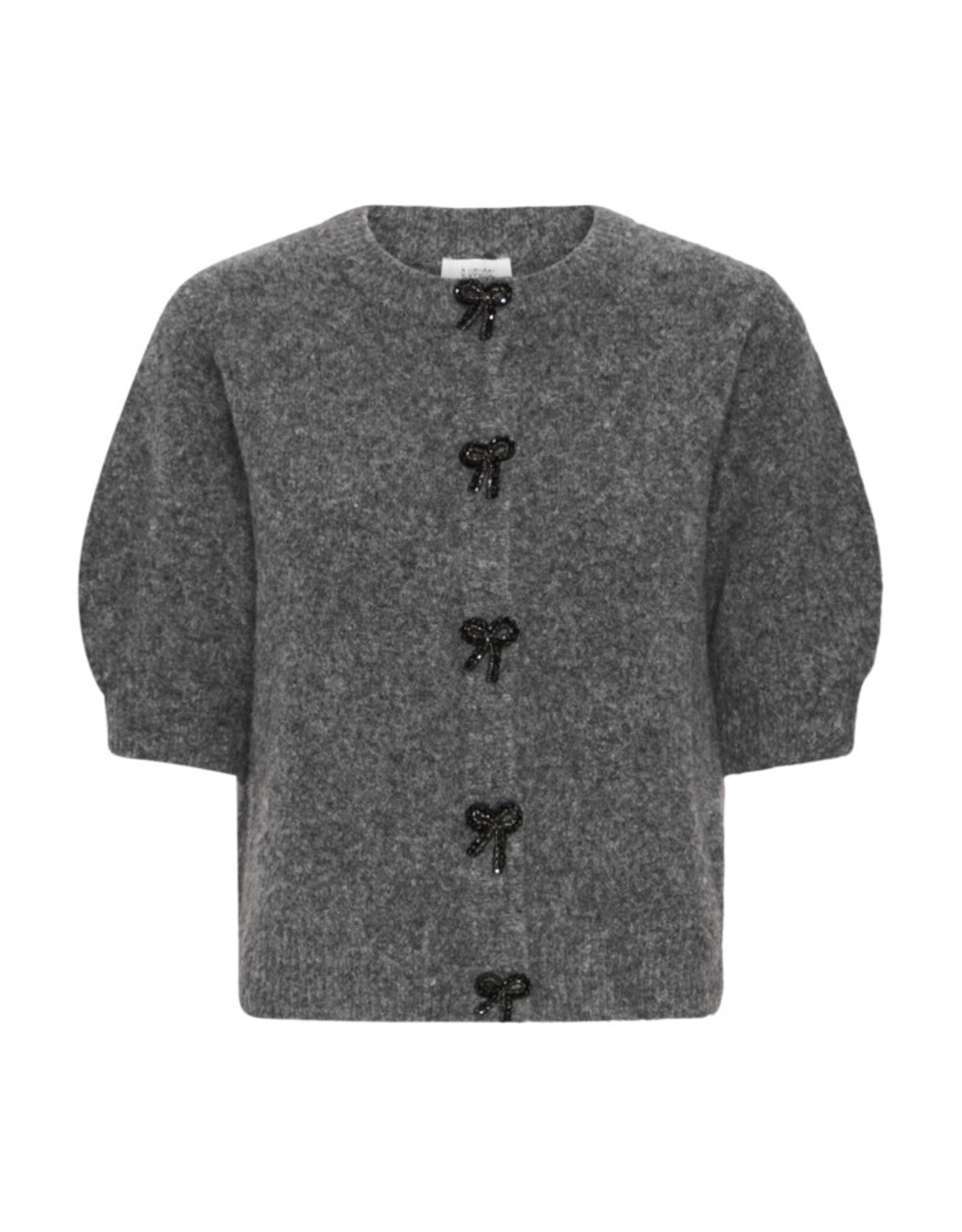 b.young b.young - Omea Deco Cardigan wth Bow Buttons (Dark Grey Melange)