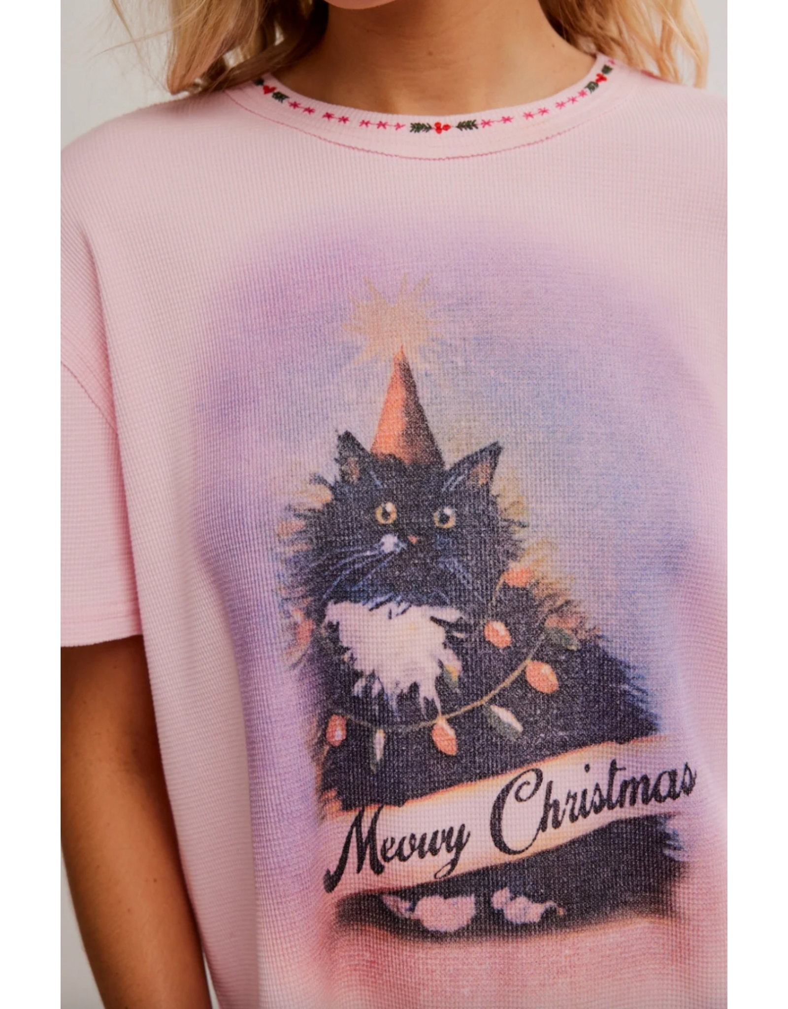 Free people Free People - Merry Meow Tee (Pink Combo)