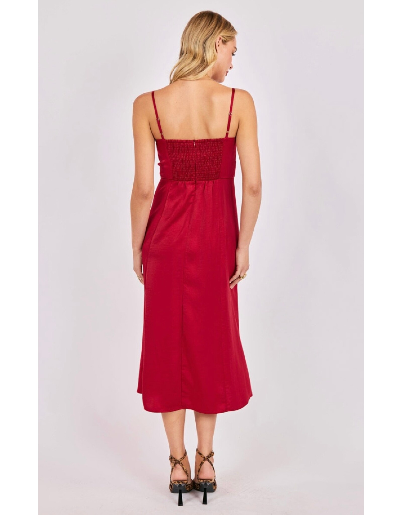 Sadie & Sage Sadie & Sage - Romy Satin Bustier Bodice Midi Dress (Red)
