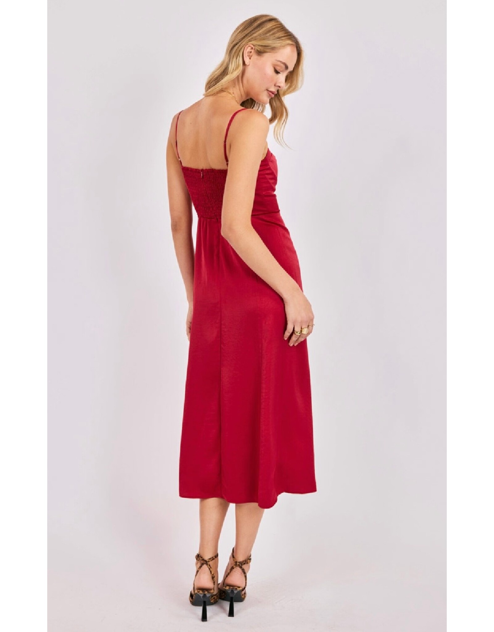 Sadie & Sage Sadie & Sage - Romy Satin Bustier Bodice Midi Dress (Red)
