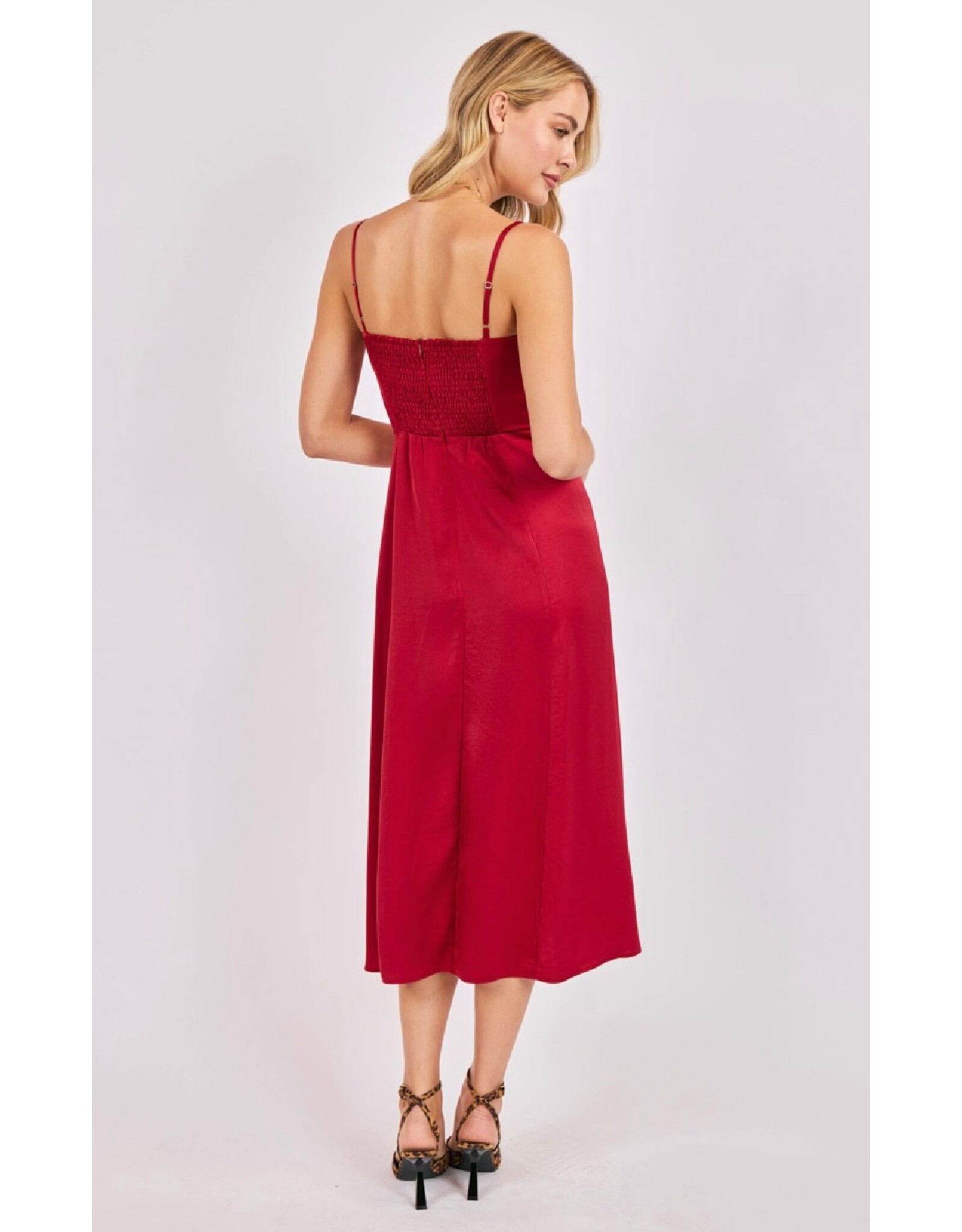 Sadie & Sage Sadie & Sage - Romy Satin Bustier Bodice Midi Dress (Red)