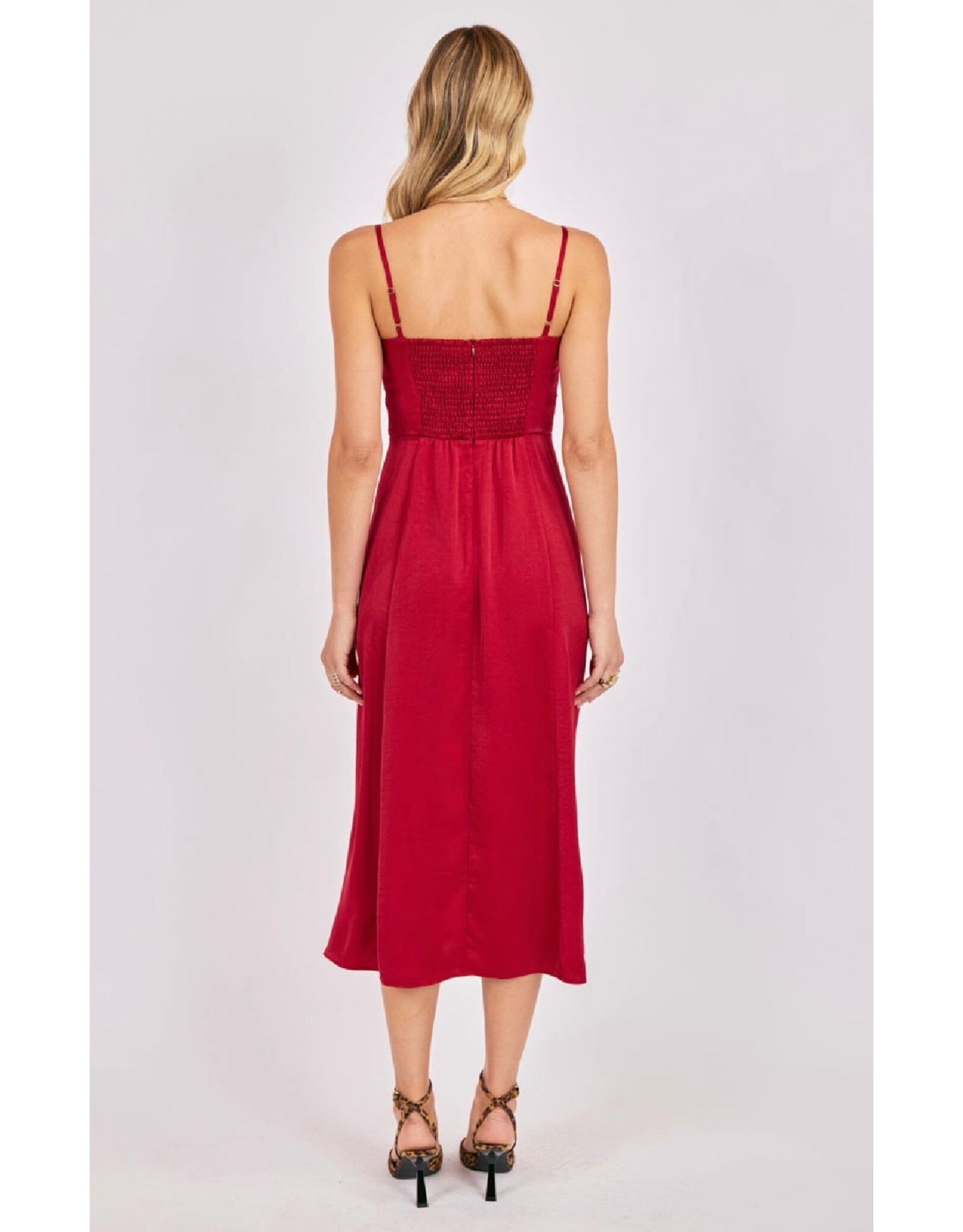 Sadie & Sage Sadie & Sage - Romy Satin Bustier Bodice Midi Dress (Red)