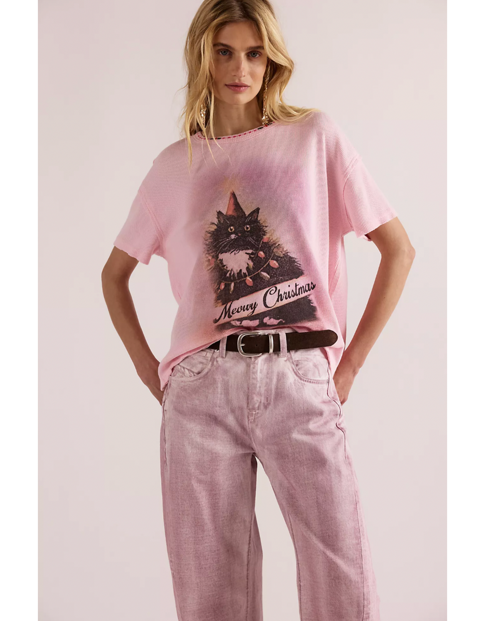 Free people Free People - Merry Meow Tee (Pink Combo)