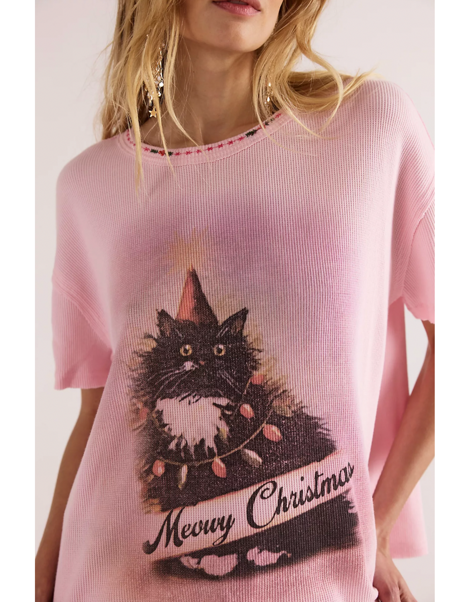 Free people Free People - Merry Meow Tee (Pink Combo)