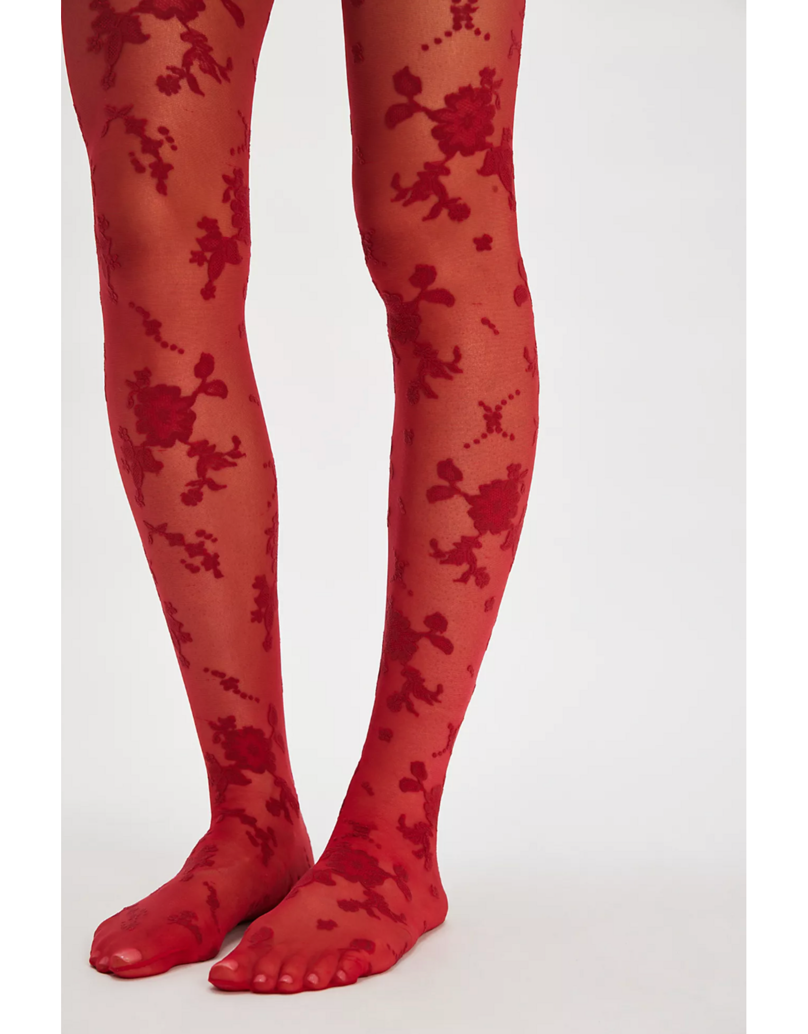 Free people Free People - Flocked Floral Tights (Red)