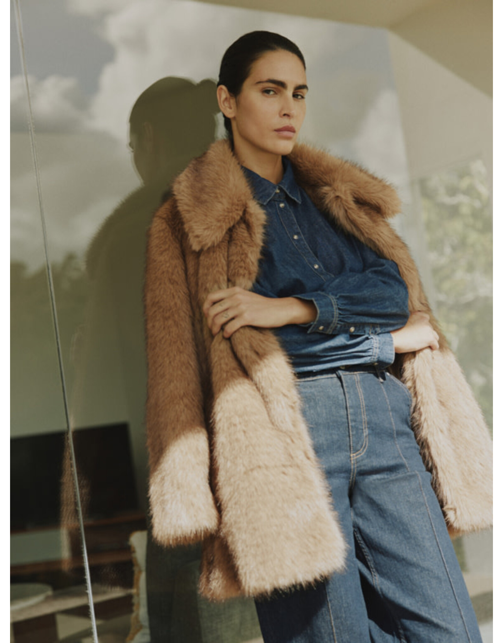 b.young b.young - Kaja Faux Fur Coat (Tiger's Eye)