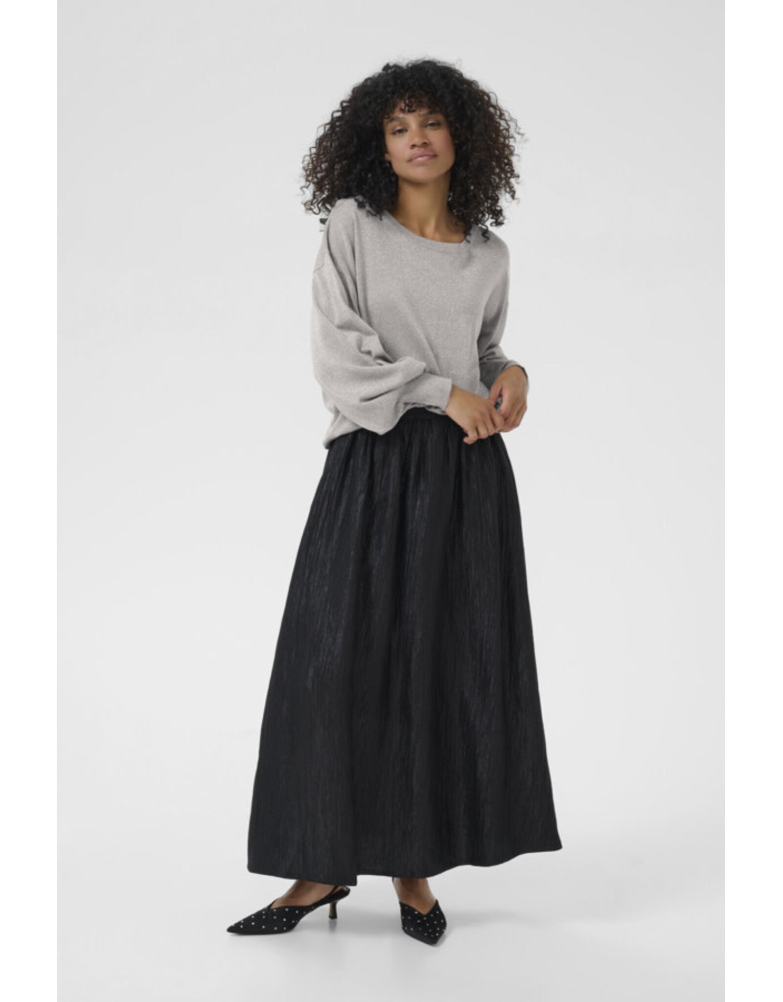 Kaffe Kaffe - Regina O Neck Sweater (Grey Silver Metallic)