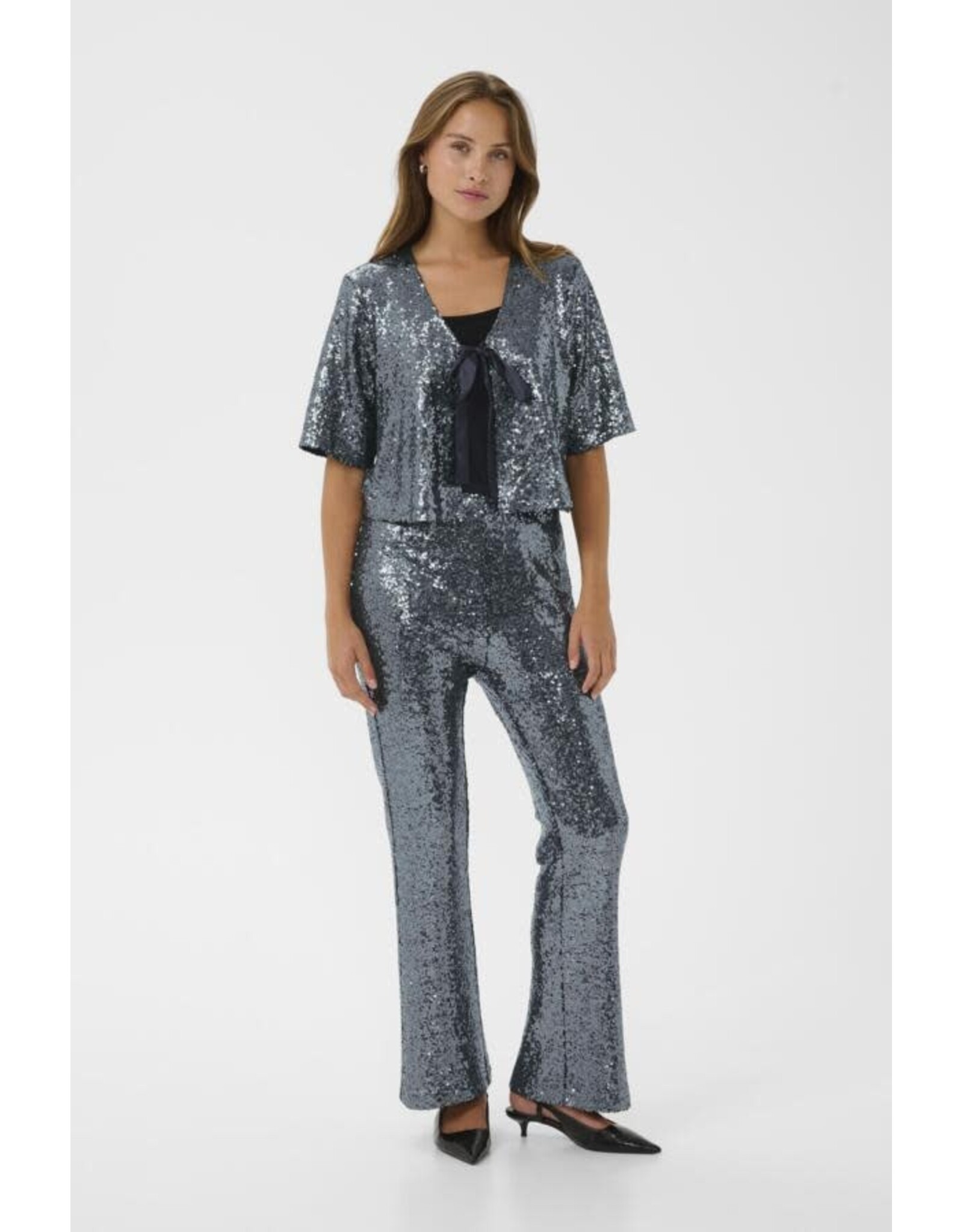 Kaffe Kaffe - Lau Sequin Cardigan (Dark Silver)