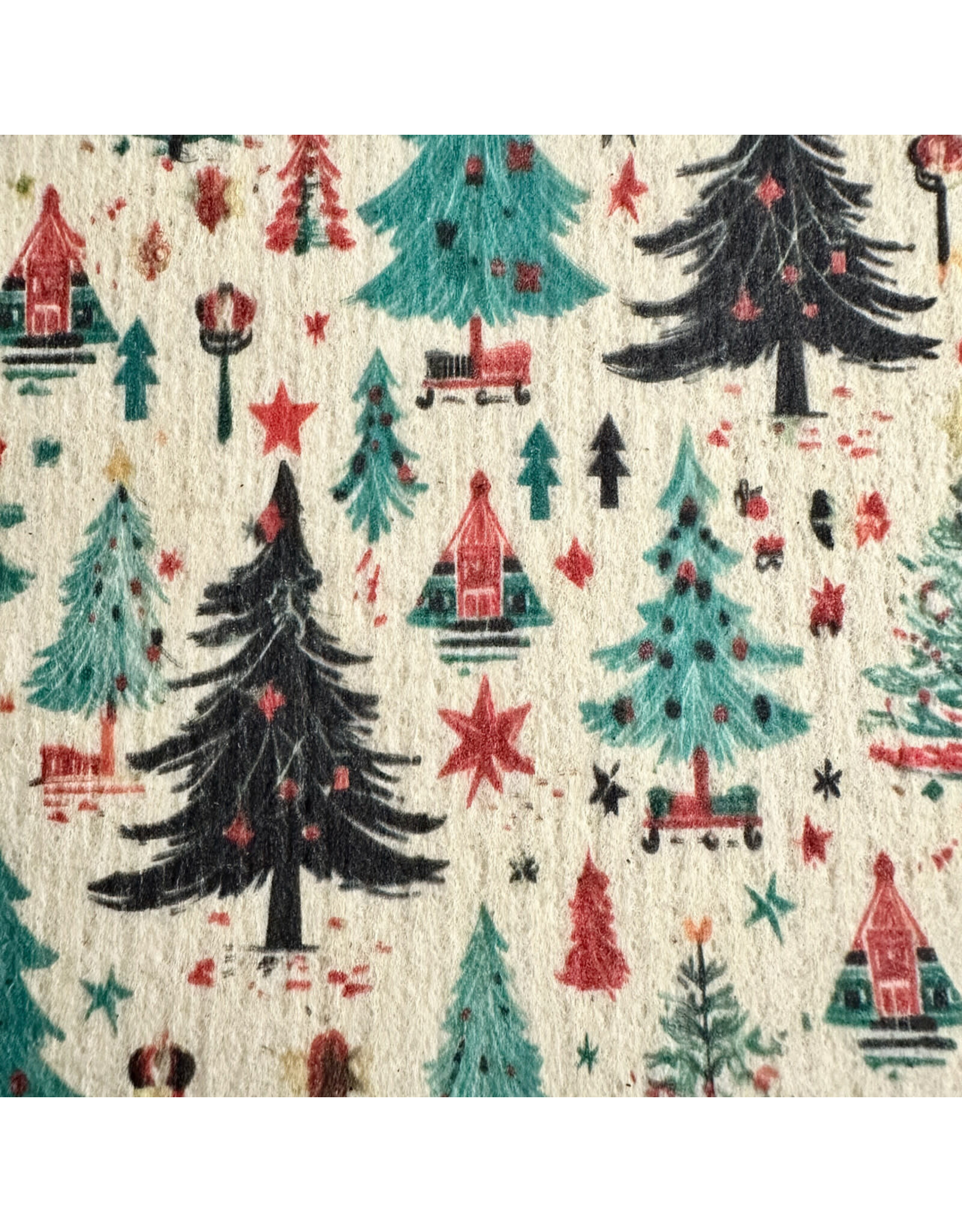 Pika & Bear Pika & Bear - 	 "Oh Christmas Tree" Retro Christmas Design Swedish Dishcloth