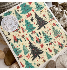 Pika & Bear Pika & Bear - 	 "Oh Christmas Tree" Retro Christmas Design Swedish Dishcloth