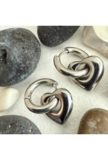 Pika & Bear Pika & Bear - "Love Bites" Heart Charm Hugger Hoop Earrings