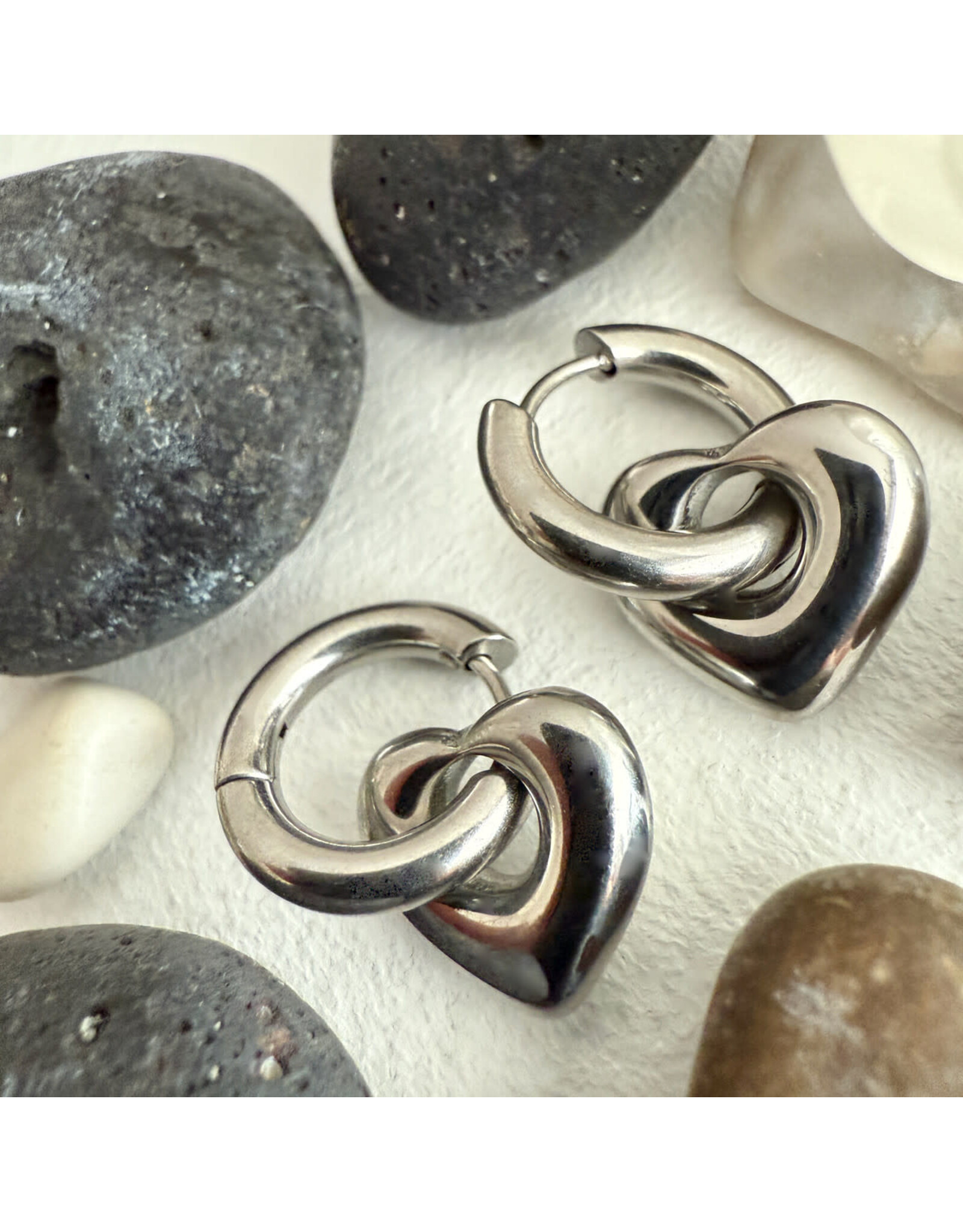 Pika & Bear Pika & Bear - "Love Bites" Heart Charm Hugger Hoop Earrings