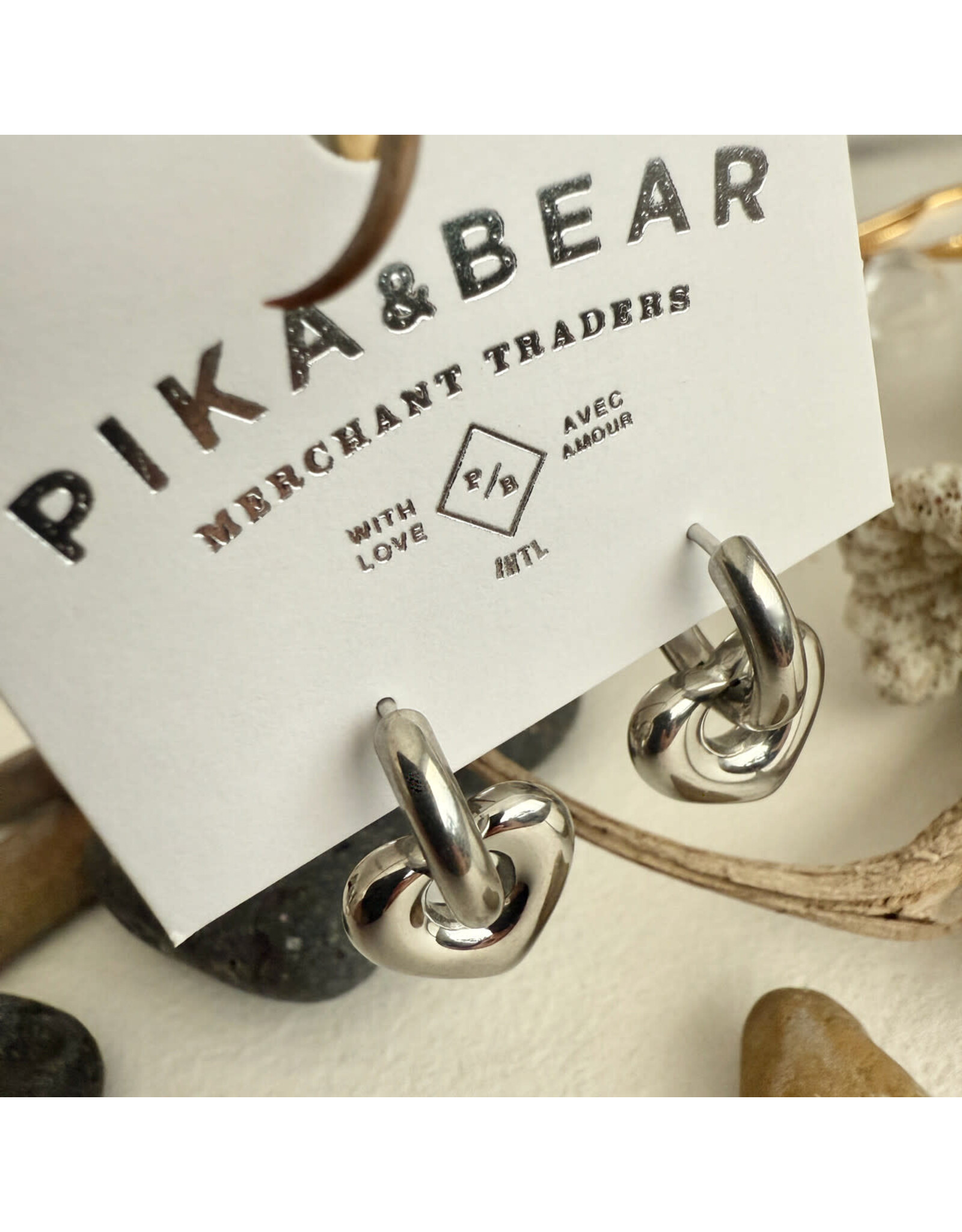 Pika & Bear Pika & Bear - "Love Bites" Heart Charm Hugger Hoop Earrings