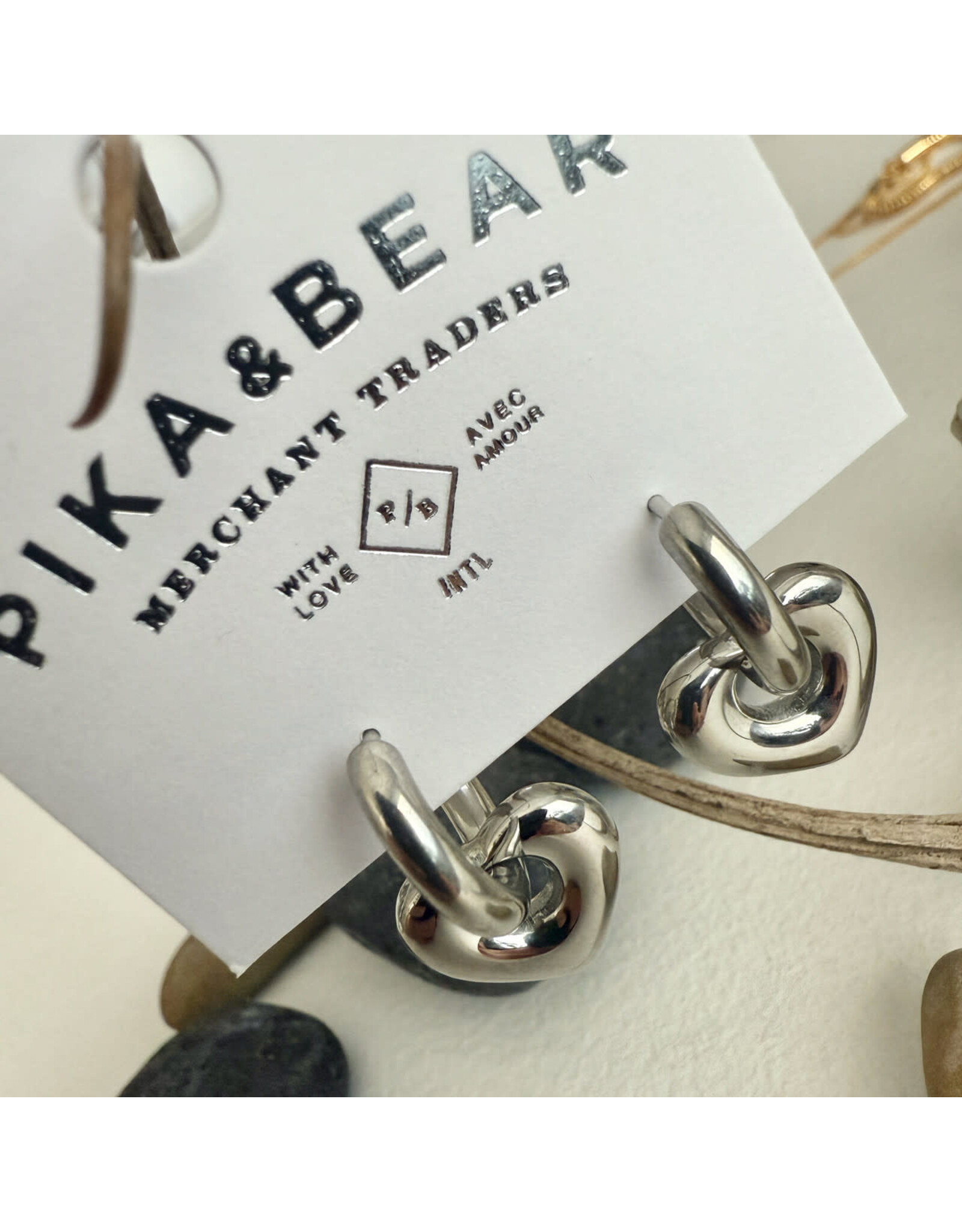 Pika & Bear Pika & Bear - "Love Bites" Heart Charm Hugger Hoop Earrings