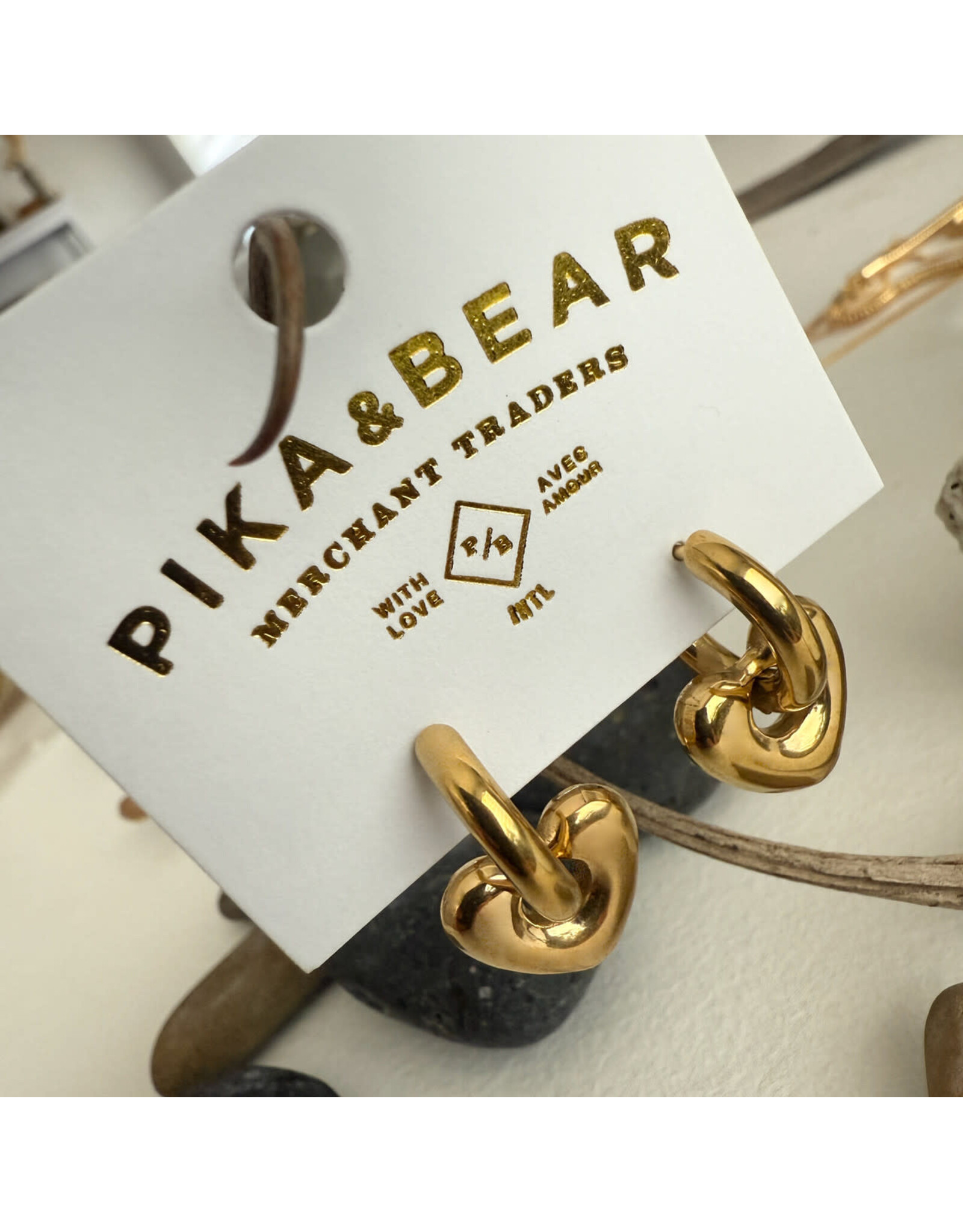 Pika & Bear Pika & Bear - "Love Bites" Heart Charm Hugger Hoop Earrings