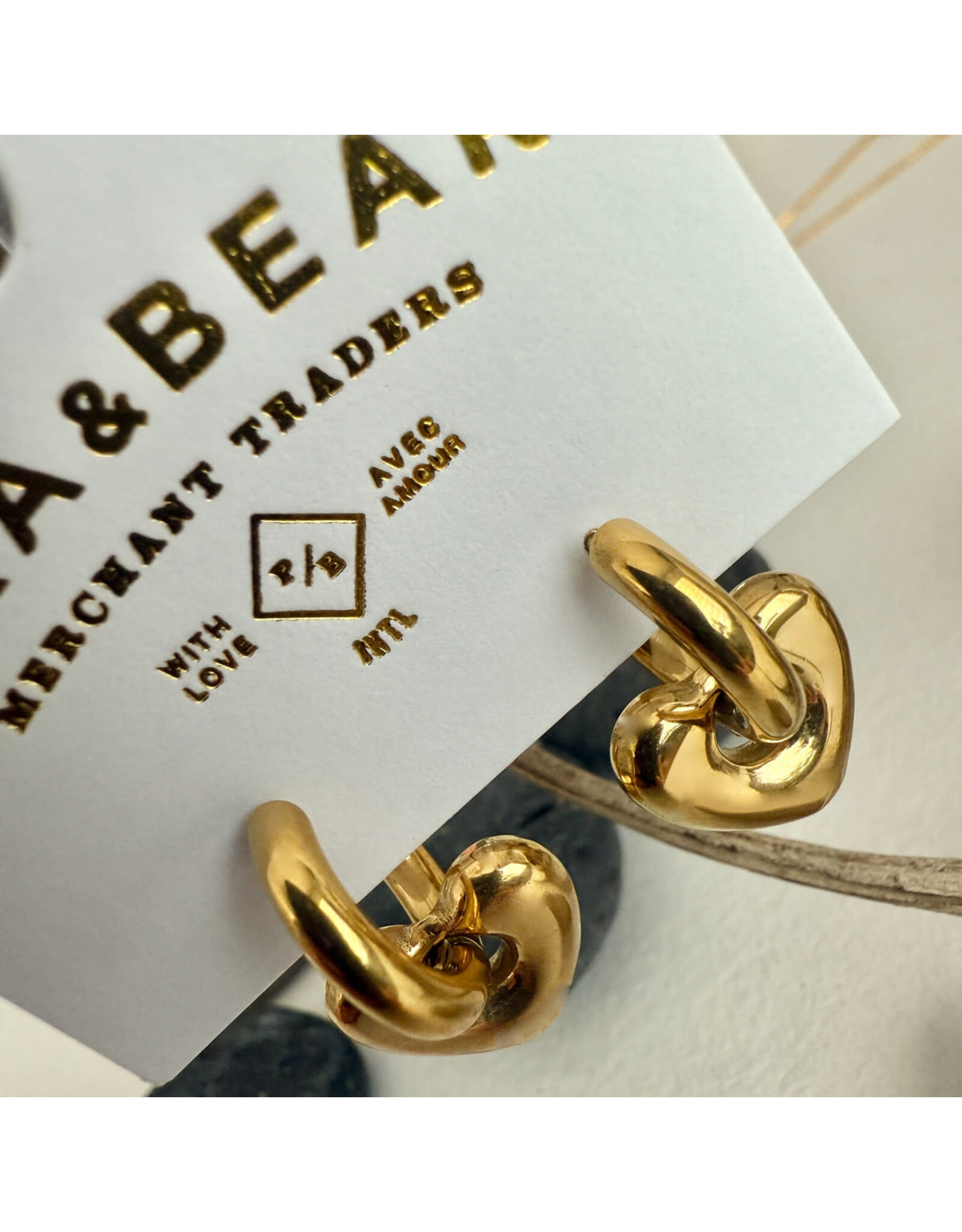 Pika & Bear Pika & Bear - "Love Bites" Heart Charm Hugger Hoop Earrings