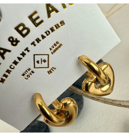 Pika & Bear Pika & Bear - "Love Bites" Heart Charm Hugger Hoop Earrings