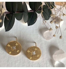 Pika & Bear Pika & Bear - "Anemoi" Compass Silhouette Stud  Earrings in Gold