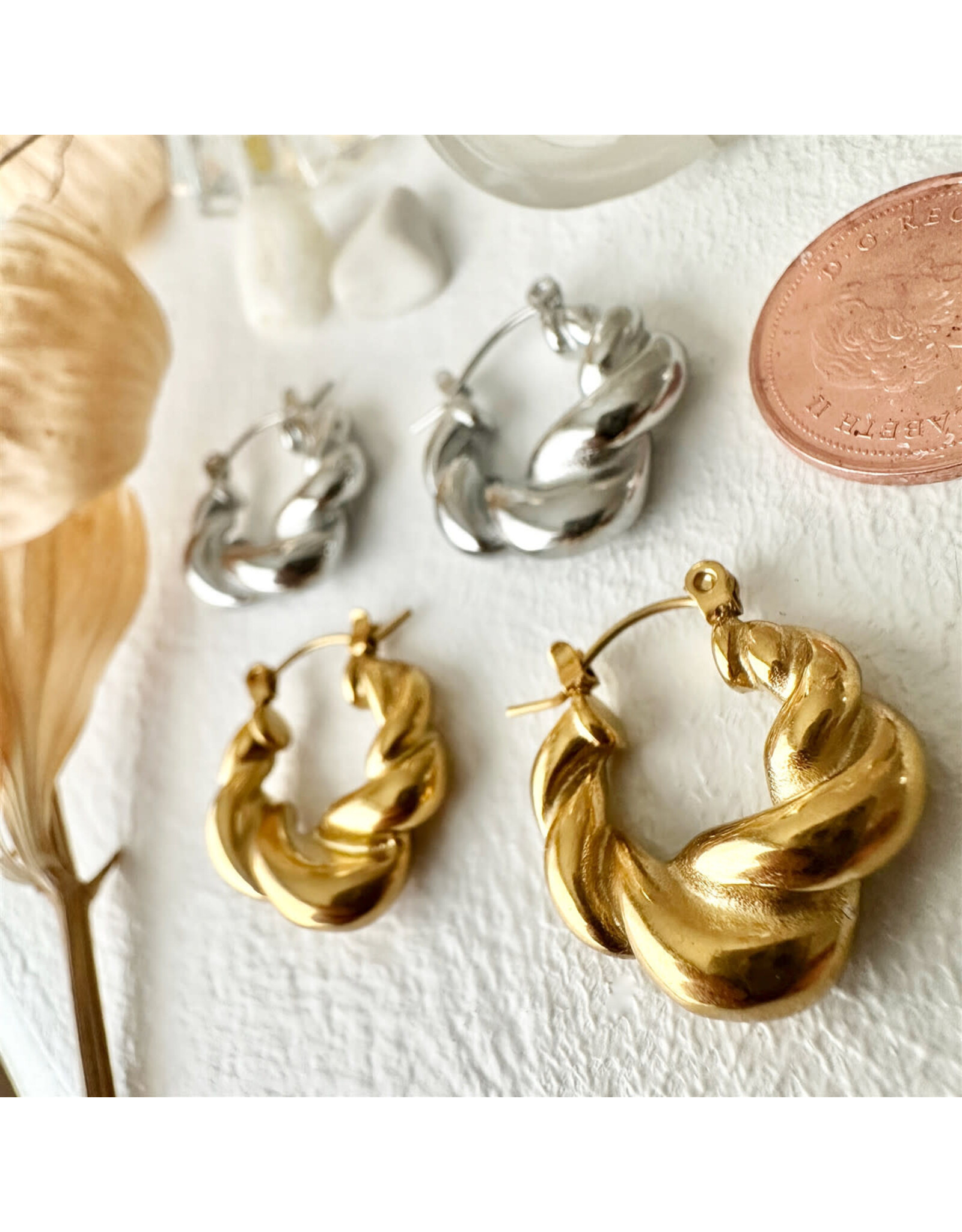 Pika & Bear Pika & Bear - "Torsade" Twisted Hoop Earrings