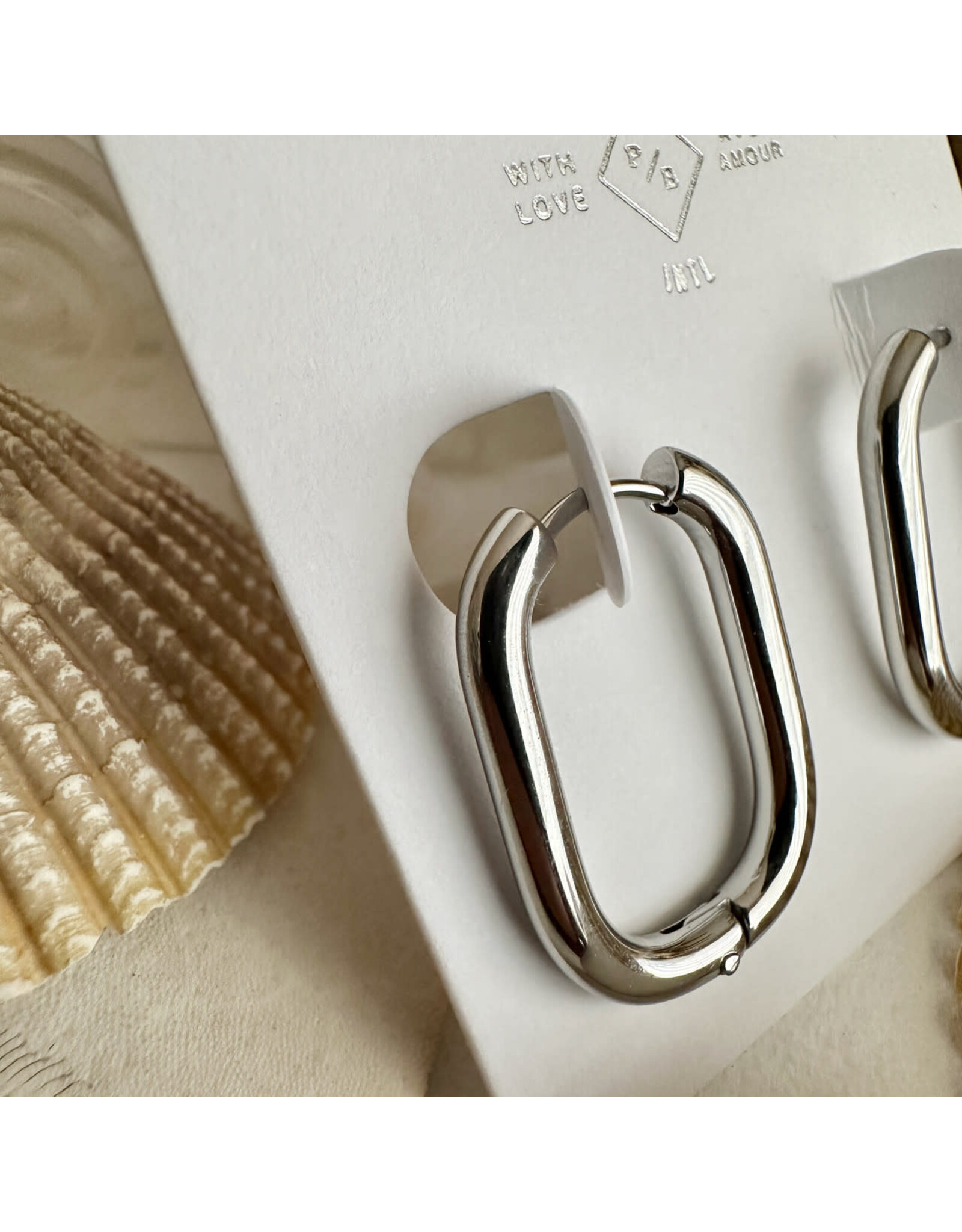 Pika & Bear Pika & Bear - "Lucille" Oblong Hinge Hoop Earrings