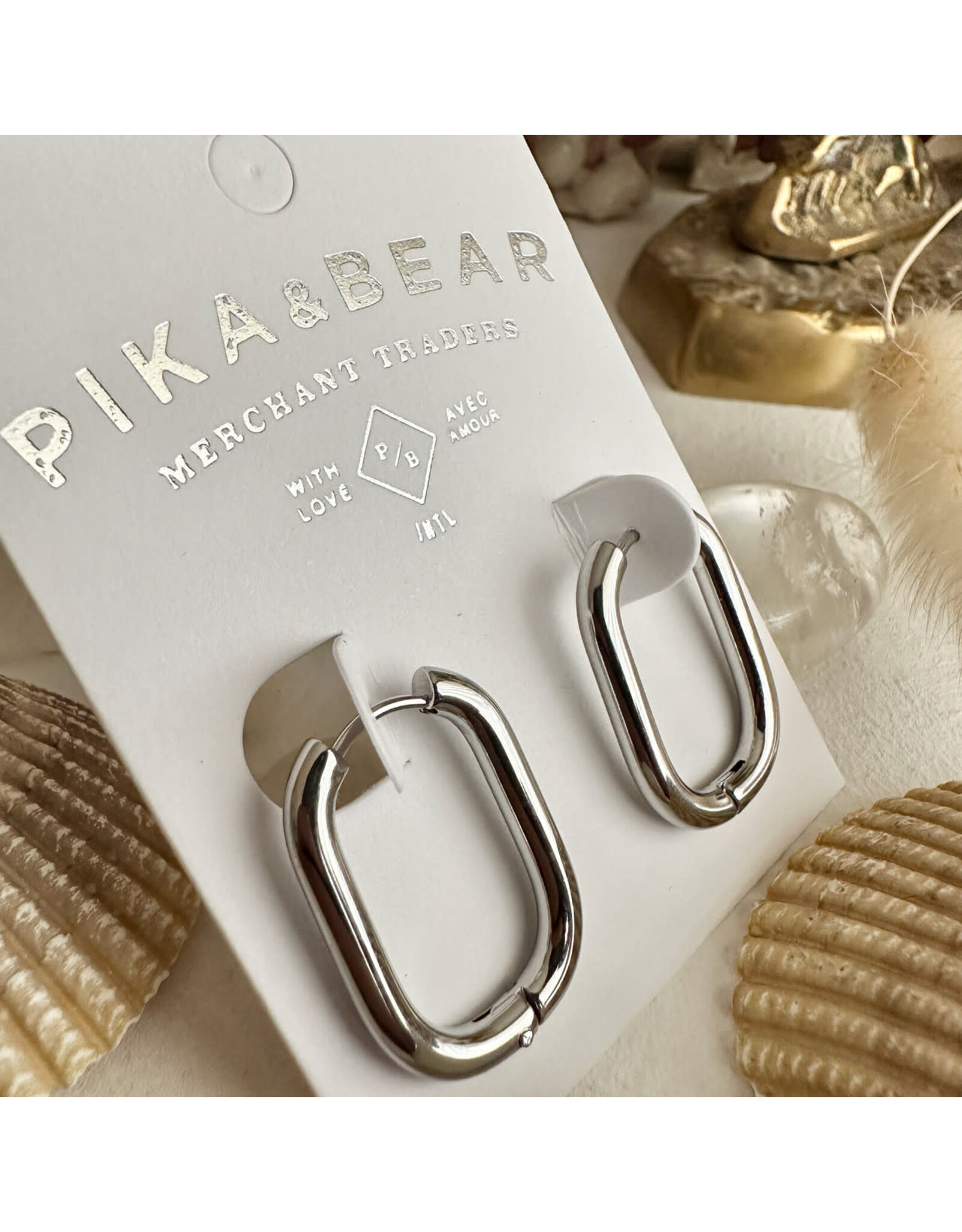 Pika & Bear Pika & Bear - "Lucille" Oblong Hinge Hoop Earrings