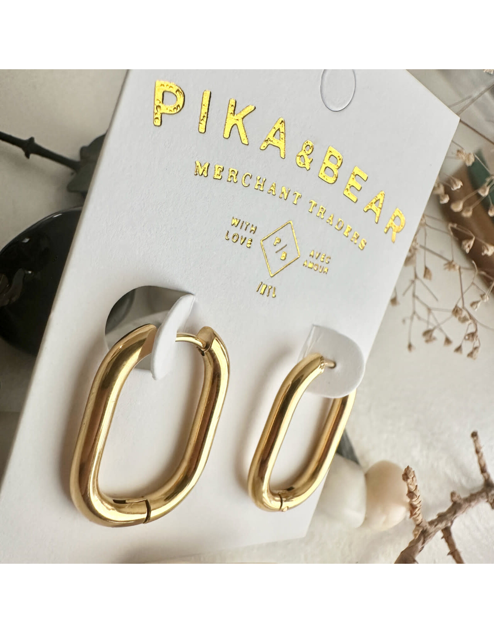 Pika & Bear Pika & Bear - "Lucille" Oblong Hinge Hoop Earrings