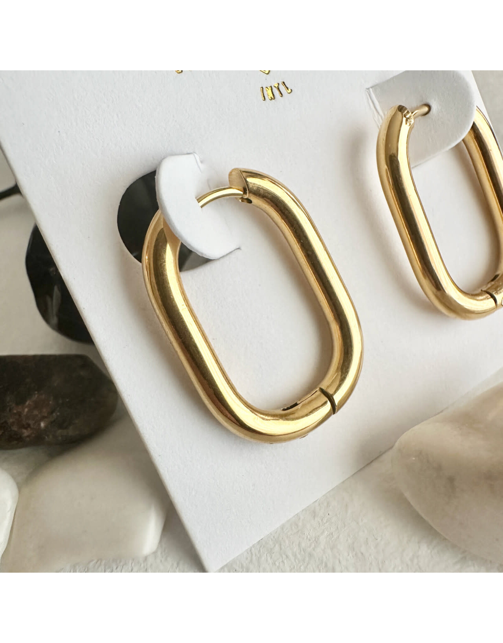 Pika & Bear Pika & Bear - "Lucille" Oblong Hinge Hoop Earrings