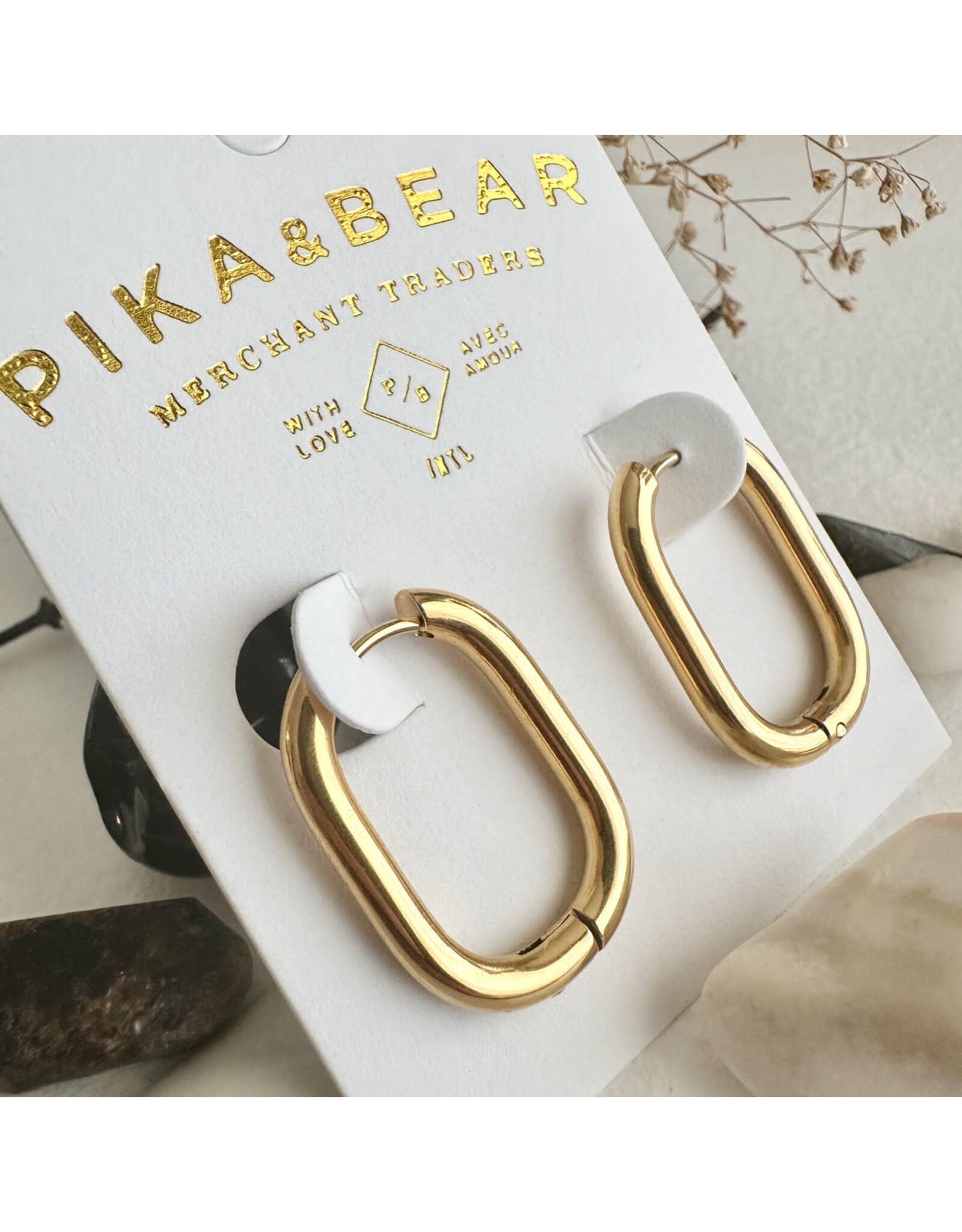 Pika & Bear Pika & Bear - "Lucille" Oblong Hinge Hoop Earrings