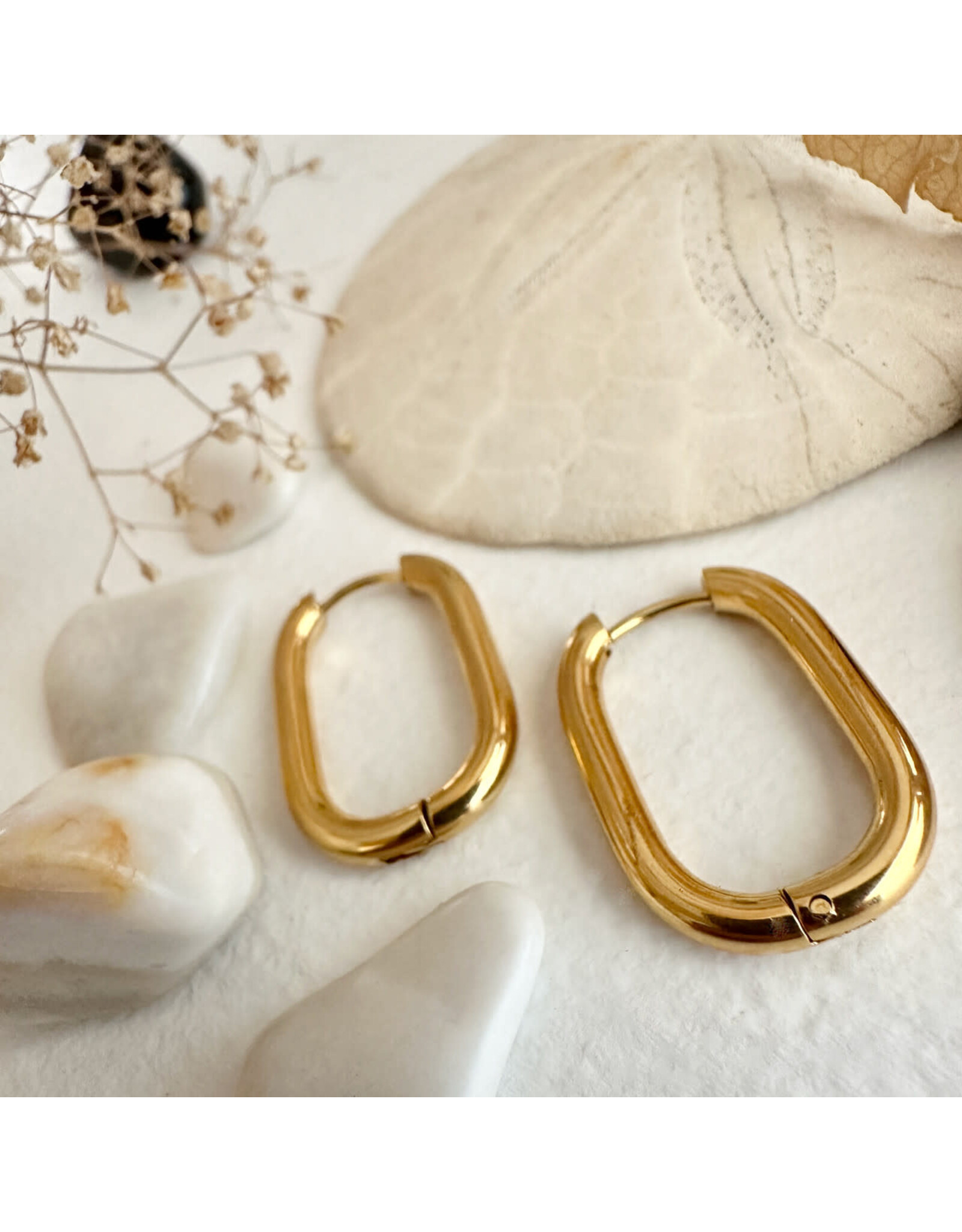 Pika & Bear Pika & Bear - "Lucille" Oblong Hinge Hoop Earrings