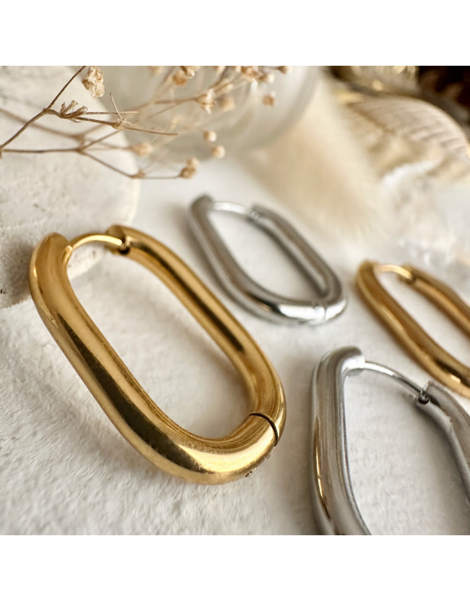 Pika & Bear Pika & Bear - "Lucille" Oblong Hinge Hoop Earrings