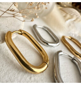 Pika & Bear Pika & Bear - "Lucille" Oblong Hinge Hoop Earrings