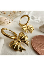 Pika & Bear Pika & Bear - "Luca" Bow Charm Hugger Hoop Earrings