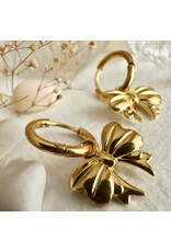 Pika & Bear Pika & Bear - "Luca" Bow Charm Hugger Hoop Earrings