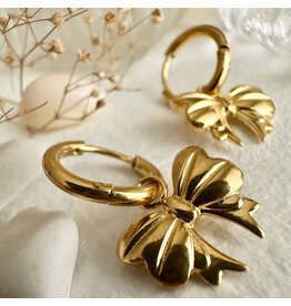 Pika & Bear Pika & Bear - "Luca" Bow Charm Hugger Hoop Earrings