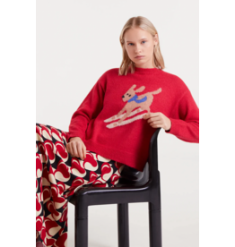 Compania Fantastica Compania Fantastica - Skiing Dog Jumper Jacquard (Red)