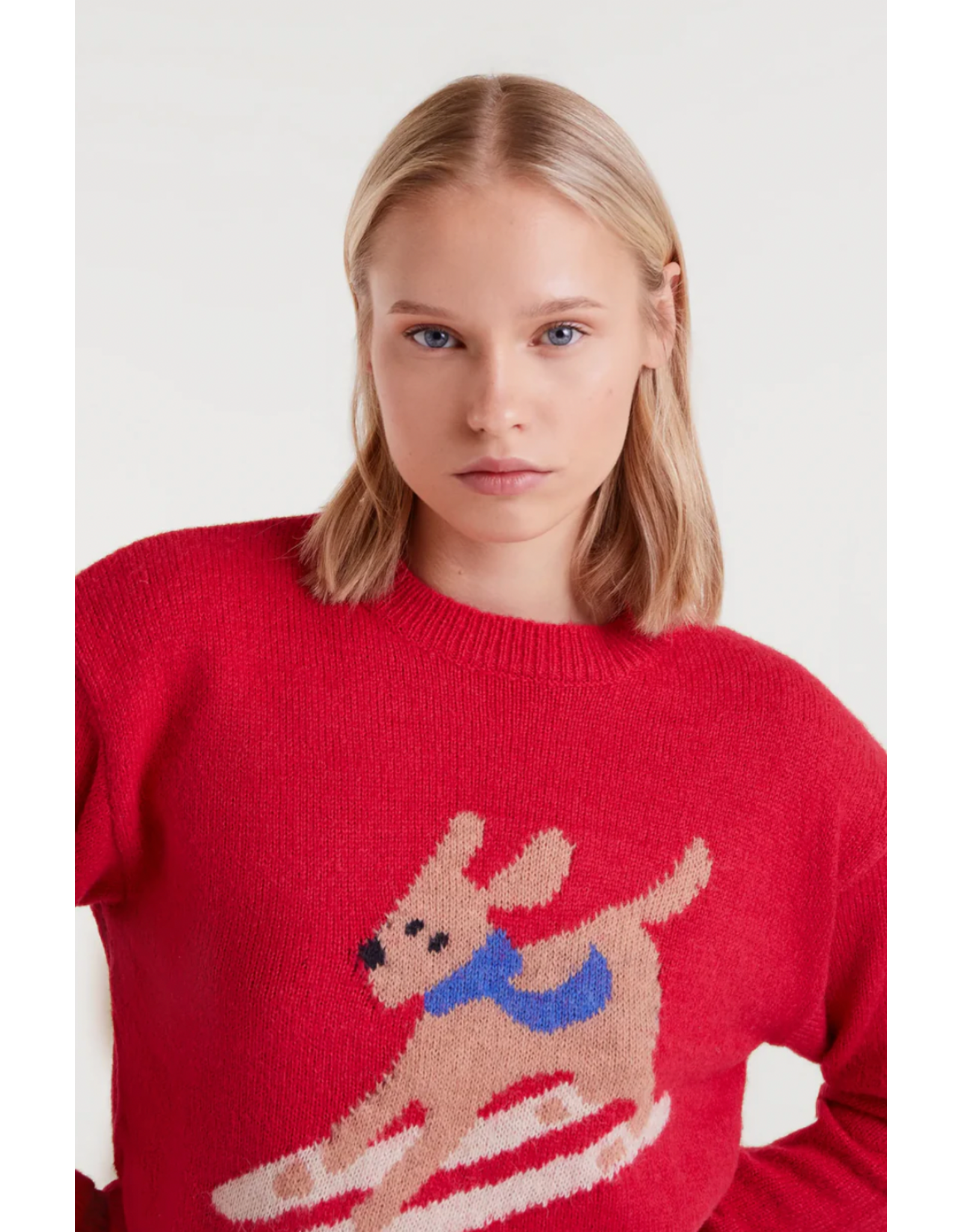 Compania Fantastica Compania Fantastica - Skiing Dog Jumper Jacquard (Red)