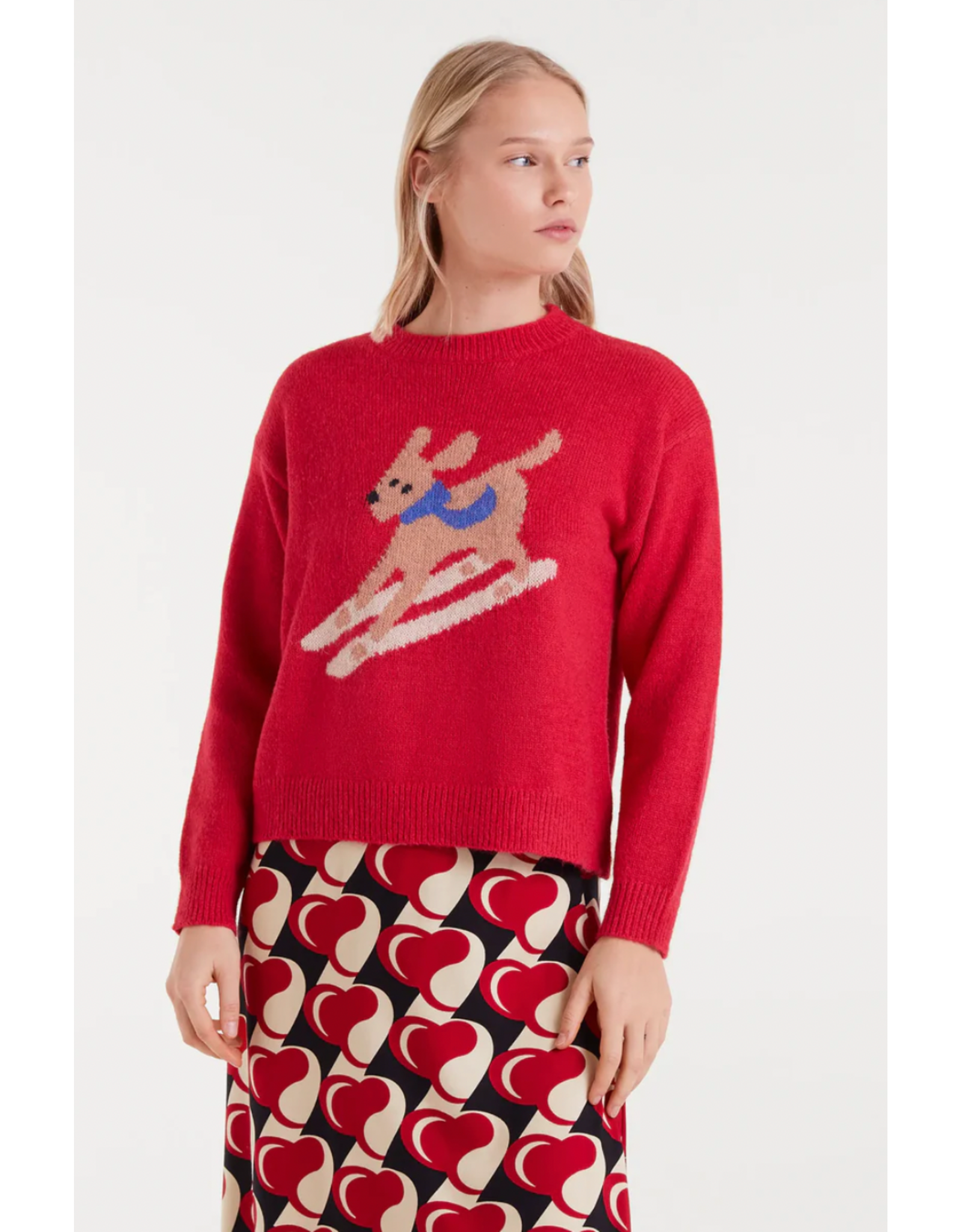 Compania Fantastica Compania Fantastica - Skiing Dog Jumper Jacquard (Red)